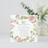 Invitation Botanique rose blanc 90ème anniversaire (Debout devant)
