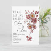 Invitation Botanique rose bordeaux orange mariage (Debout devant)