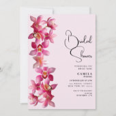 Invitation Botanique rose bordeaux orchidées Fête des mariées (Devant)