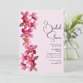 Invitation Botanique rose bordeaux orchidées Fête des mariées (Debout devant)