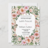 Invitation Botanique rose fleurit été Mariage floral (Devant)