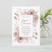 Invitation Botanique rose floral élégant classique (Debout devant)