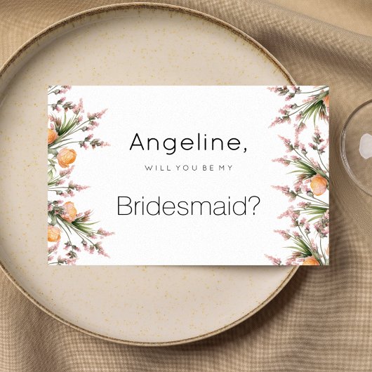 Invitation Botanique rose orangé fleurs d'été Bridesmaid