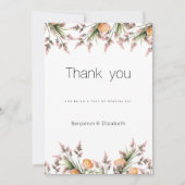 Invitation Botanique rose orangé Merci de fleurs d'été (Devant)