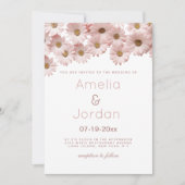 Invitation Botanique rose pâle marron marron marron Mariage (Devant)