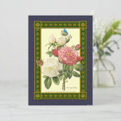 Invitation botanique Rose rouge et blanche (Debout devant)