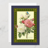 Invitation botanique Rose rouge et blanche (Devant / Derrière)