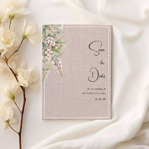 Invitation Botanique rustique à la menthe rose floral Enregis