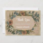 Invitation Botanique rustique bois Merci floral (Devant)