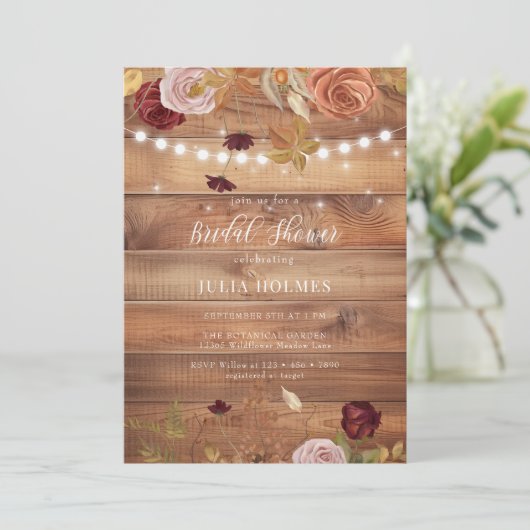 Invitation Botanique Rustique Douche nuptiale (Debout devant)