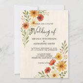 Invitation Botanique rustique fleurs d'aquarelle mariage (Devant)