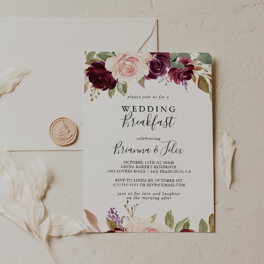 Invitation Botanique Rustique Floral Foliage Mariage Petit dé