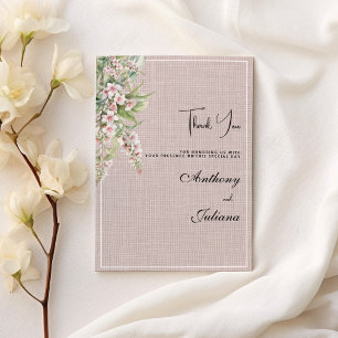 Invitation Botanique rustique rousse menthe rose Merci floral