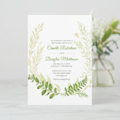Invitation Botanique Rustique Verdure Laurel Mariage de couro (Debout devant)