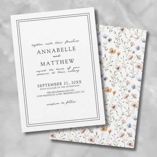 Invitation Botanique simple élégant Fleur sauvage Mariage Boh