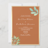 Invitation Botanique Terracotta brûlé Mariage orange (Devant)