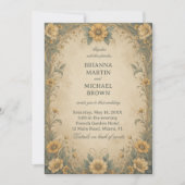 Invitation Botanique Tournesol Vintage (Devant)