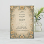 Invitation Botanique Tournesol Vintage (Debout devant)