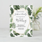 Invitation Botanique Tropical Monstera feuille Mariage (Debout devant)
