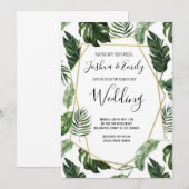 Invitation Botanique Tropical Monstera feuille Mariage (Devant / Derrière)