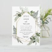 Invitation Botanique Verdure Boho Gold Frame QR Code Photo (Debout devant)