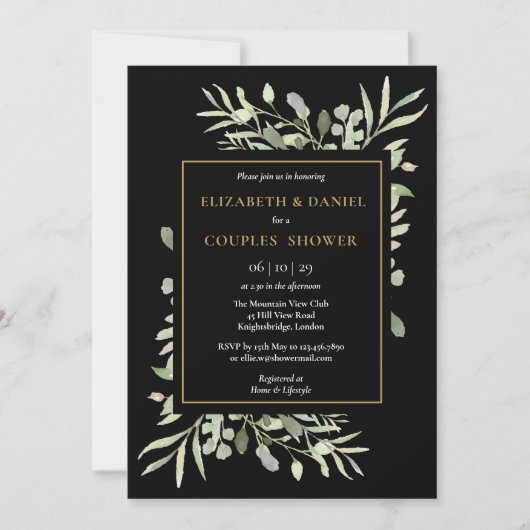 Invitation Botanique Verdure Feuille Couples Douche (Devant)