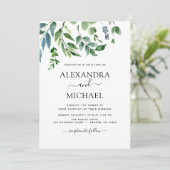 Invitation Botanique Verdure Foliage Mariage d'aquarelle (Debout devant)