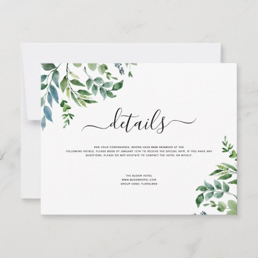Invitation Botanique Verdure Foliage Mariage d'aquarelle (Devant)