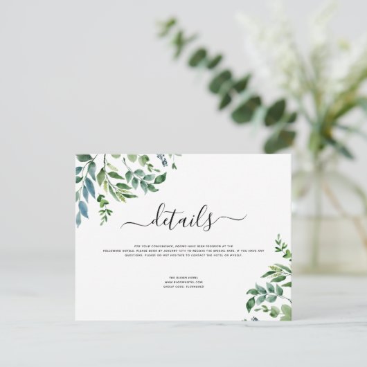 Invitation Botanique Verdure Foliage Mariage d'aquarelle (Debout devant)