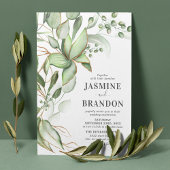 Invitation Botanique Verdure Mariage or
