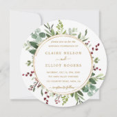 Invitation Botanique Verdure Noël Gold Cercle Mariage (Devant)