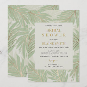 Invitation Botanique Verdure Or Fête des mariées moderne