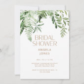 Invitation Botanique Verdure Or Texte Fête des mariées blanch (Devant)