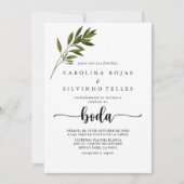 Invitation Botanique Vert Feuilles Boda Mariage (Devant)