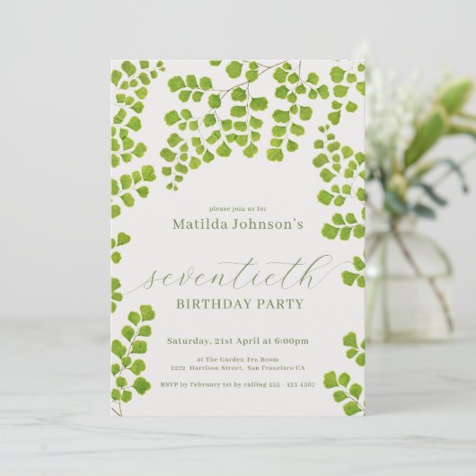 Invitation Botanique verte 70e anniversaire (Debout devant)