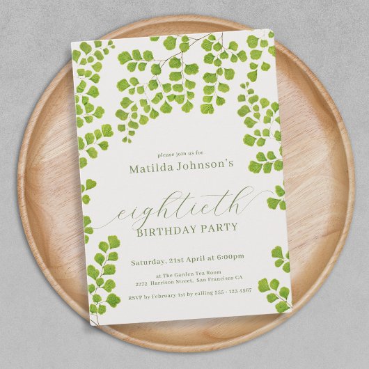 Invitation Botanique verte 80e anniversaire