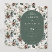 Invitation Botanique Verte Élégante (Devant / Derrière)