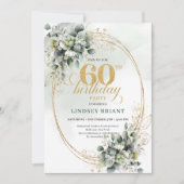 Invitation botanique verte et blanche pour 60e ann (Devant)