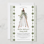 Invitation Botanique verte Tribal Boho Teepee (Devant)