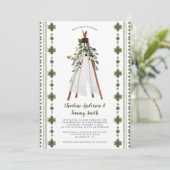 Invitation Botanique verte Tribal Boho Teepee (Debout devant)