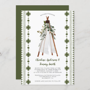 Invitation Botanique verte Tribal Boho Teepee