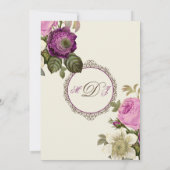 Invitation Botanique victorienne Vintage rose et prune (Dos)