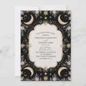 Invitation Botanique Vintage Céleste Lune Étoiles Mariage (Devant)