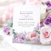 Invitation Botanique violet et rose Mariage floral Boho