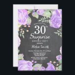 Invitation Botanique Violet Floral Surprise 30e anniversaire<br><div class="desc">Botanique Violet Floral Surprise 30e anniversaire Invitation. Floral Pink Peonies Invitation d'anniversaire pour les femmes. Fleur florale aquarelle. Elégante Rose rose et Fleurs de pivoine. Anniversaire adulte. Arrière - plan de tableau de bord. Noir et blanc. 13ème 15ème 16ème 18ème 20ème 21ème 30ème 40ème 50ème 60ème 70ème 80ème 90ème 100ème,...</div>