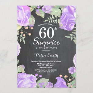 Invitation Botanique Violet Floral Surprise 60e anniversaire