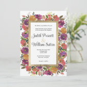 Invitation Botanique violet orange rose mariage floral (Debout devant)