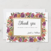 Invitation Botanique violet orange rose Merci floral (Devant)