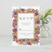 Invitation Botanique violet orangé rose orangé floral RSVP (Debout devant)