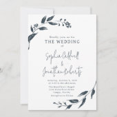 Invitation Botaniques à charbon tendance QR Code Mariage (Devant)